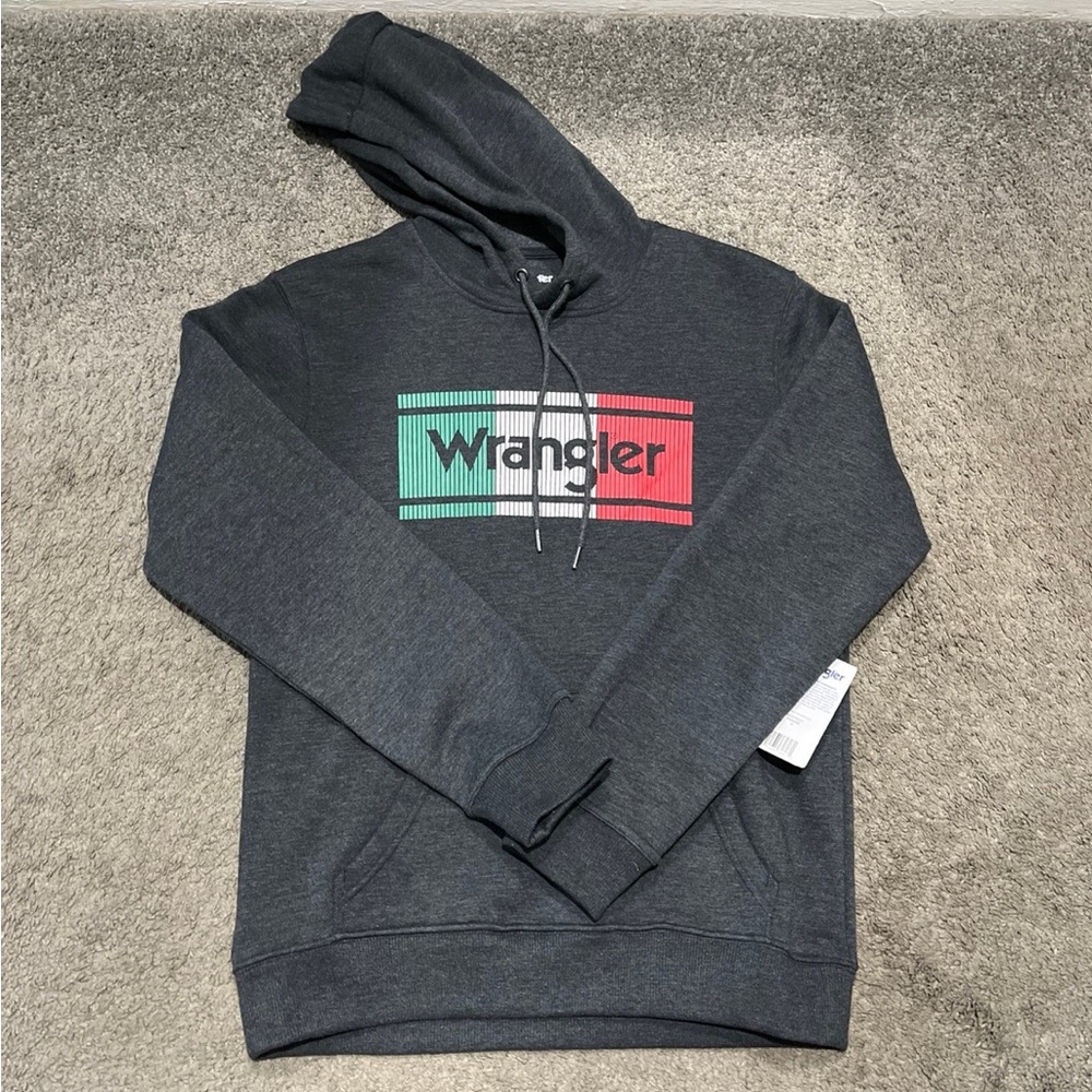 Wrangler Men's Charcoal Hoodie with Colorful Logo